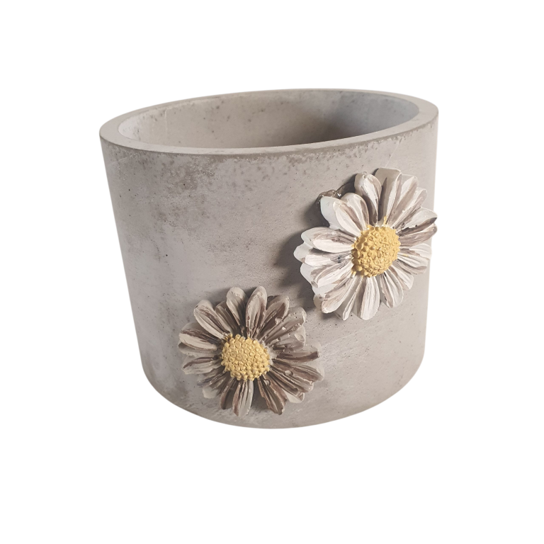 Sculpted Floral Detail - Handcrafted Planting Pot