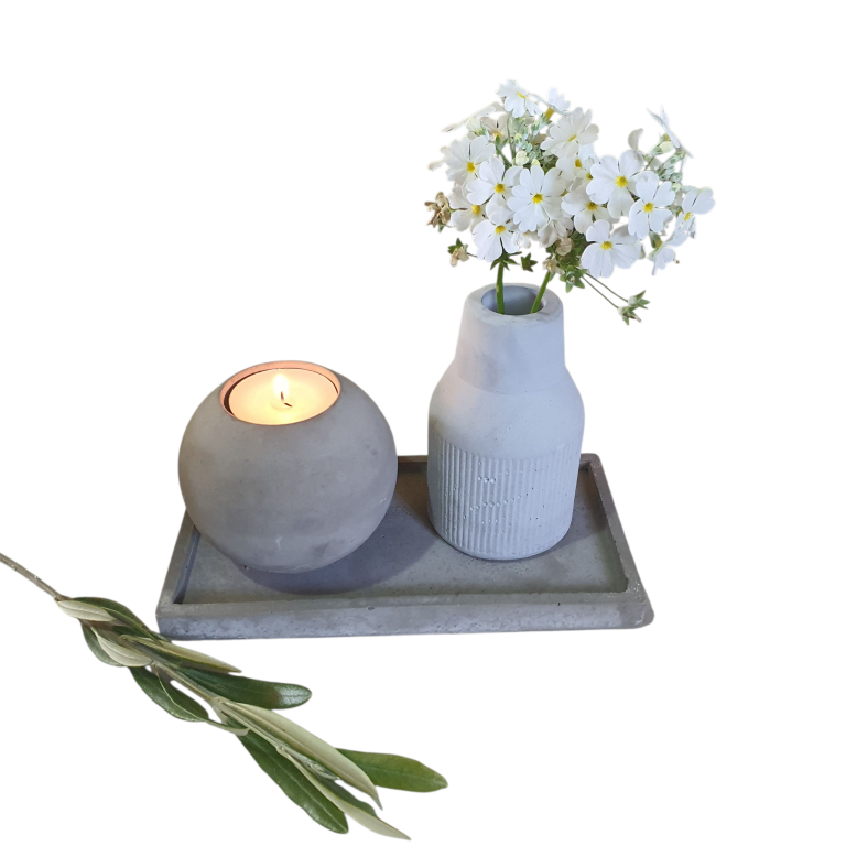 Ball Tealight Candle Holder and Flower Vase - On Tray