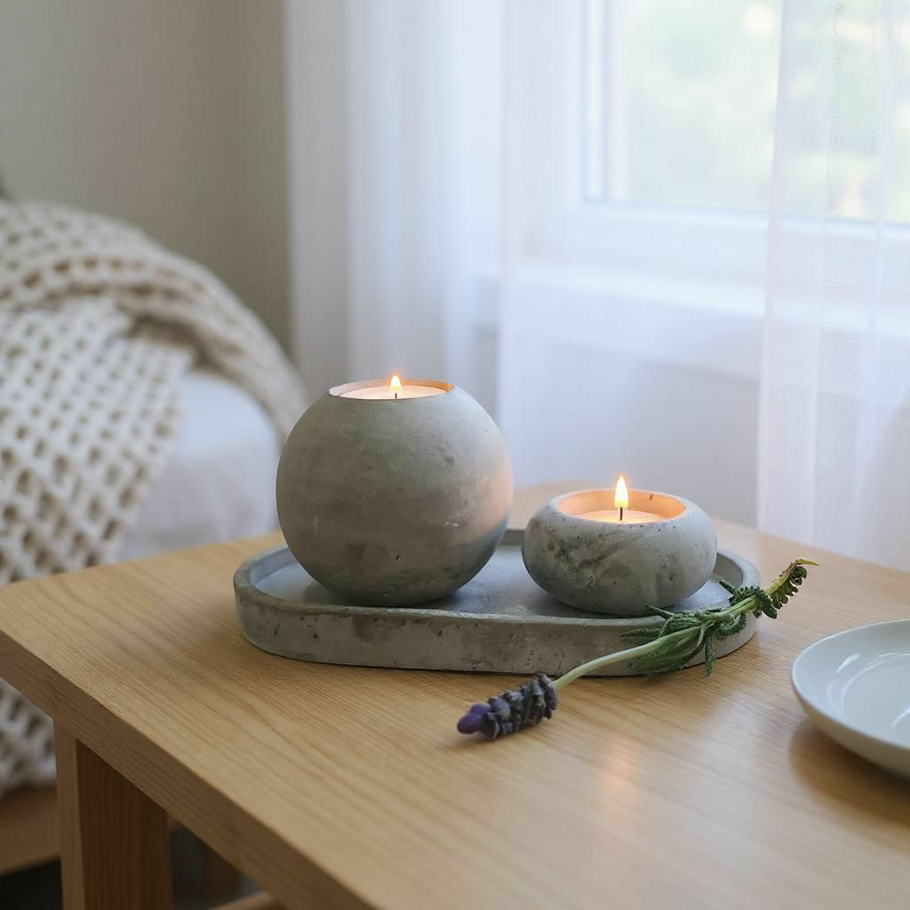 Ball Tealight Candle Set on Tray - Image 3