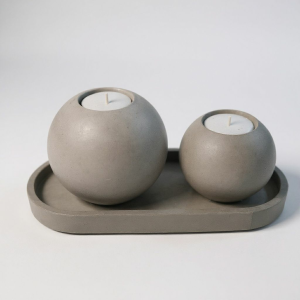 Dual Ball Tealight Candle Holder Set on Tray