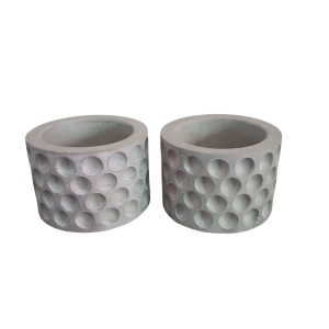 Set of Two Round Dotted Pillar Candle Holders